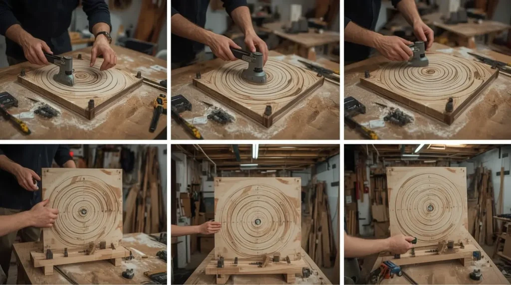 Detailed steps for making axe throwing targets with materials, tools and professional techniques.