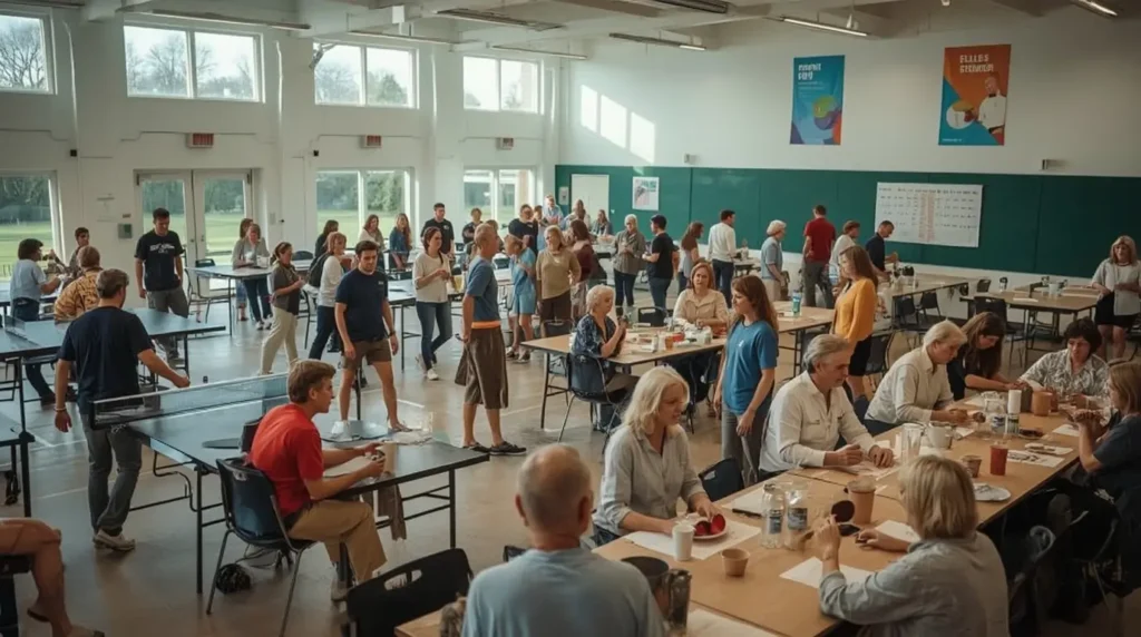 Diverse group taking part in various activities in local clubs and associations in Belgium.