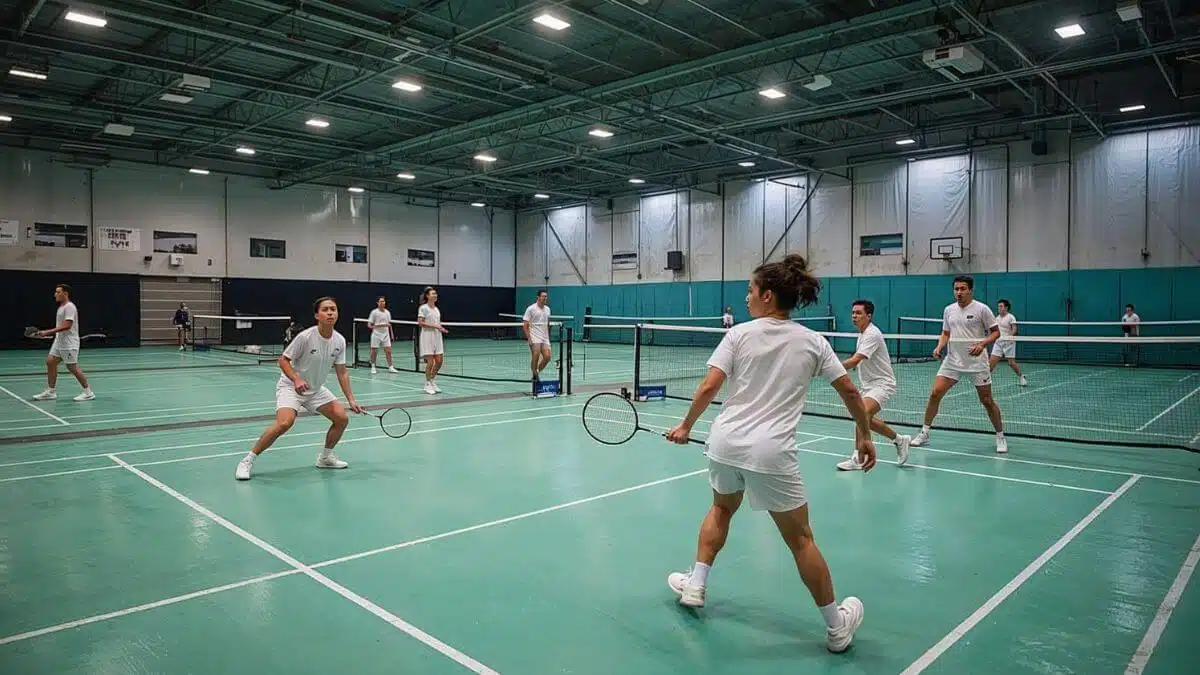 12 terrains de badminton à Bruxelles – vue panoramique du centre sportif