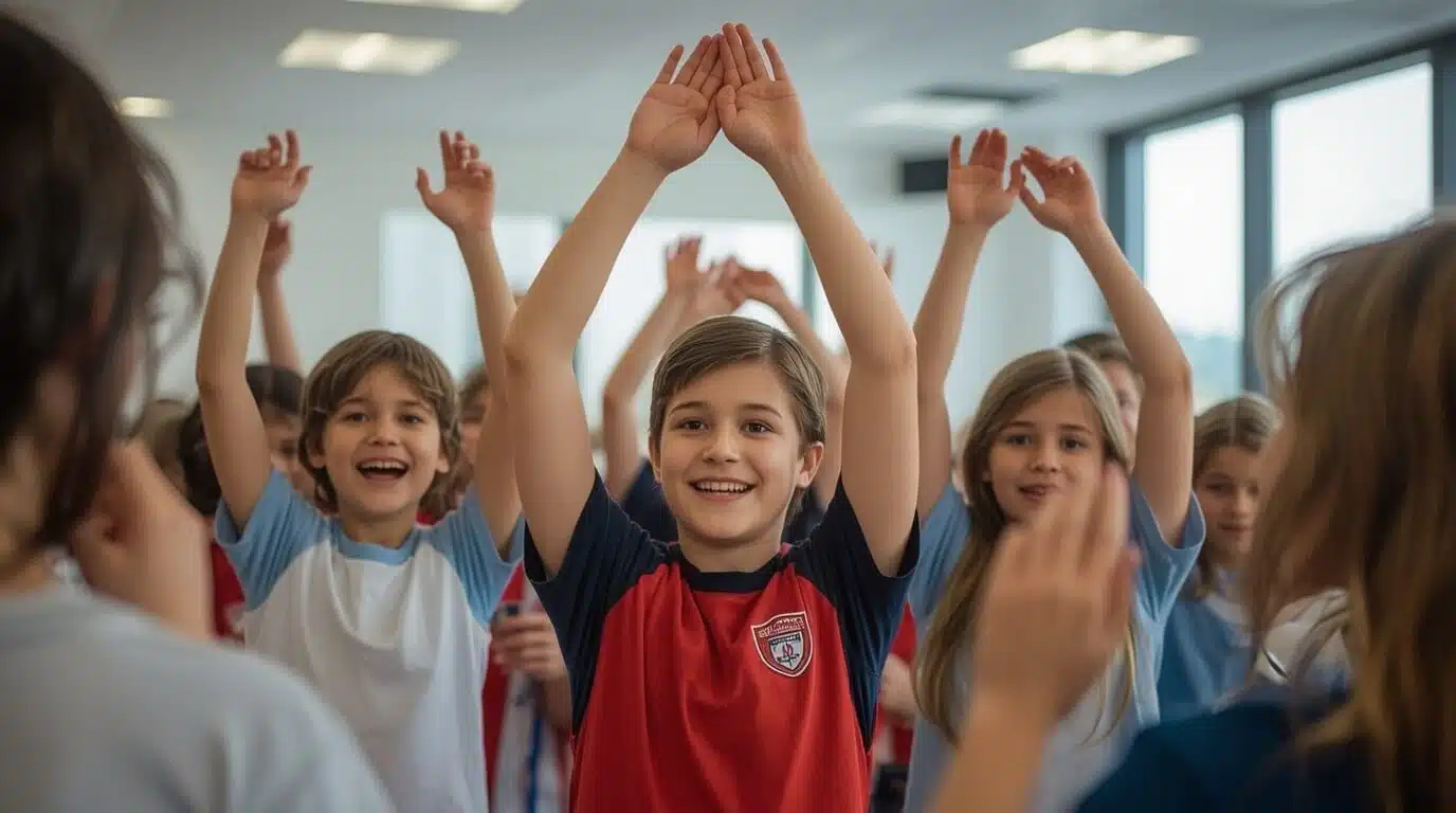 Célébration d'apprentissage après la réussite d'un défi éducatif par des élèves