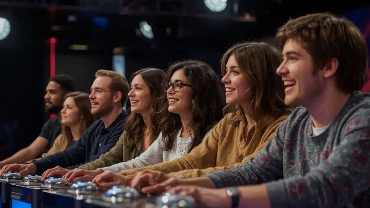 Jeu de quiz Bruxelles – Salle immersive façon plateau TV avec buzzers lumineux