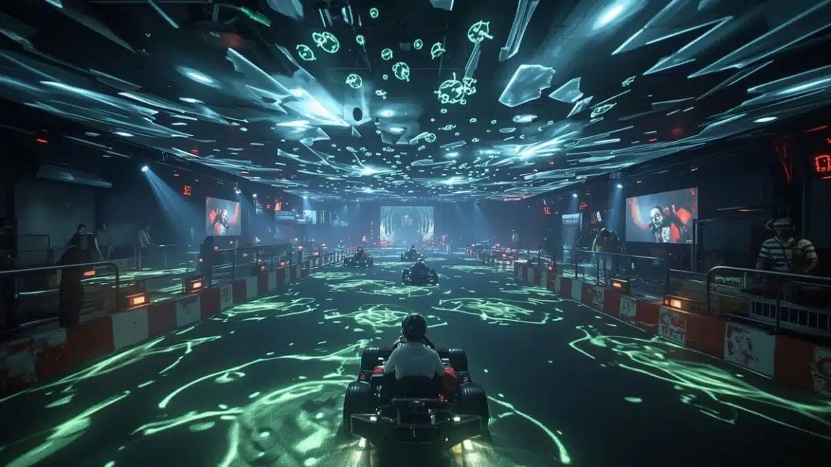 Augmented reality karting at our & Taxis - Interactive track with hoholographic projections