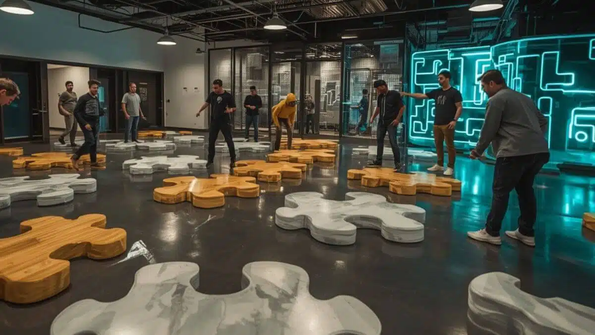Puzzle géant collaboratif – Jeux d'équipe logique et réflexion collective