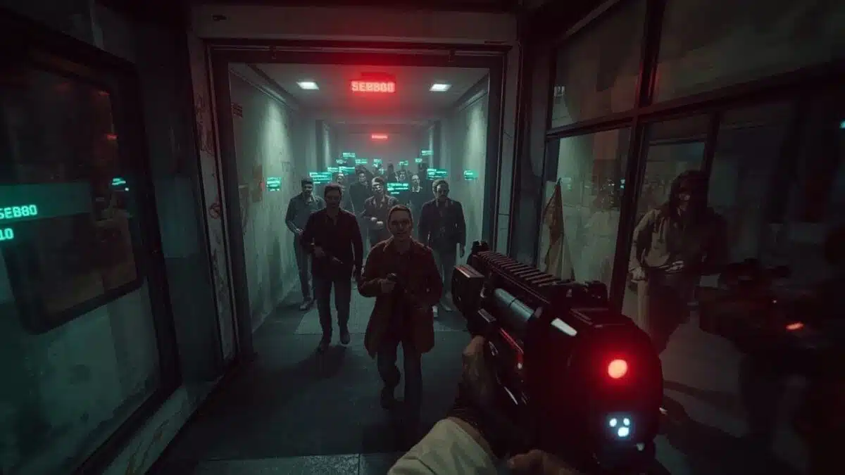 80 m² immersive VR room for zombie games with full tracking system.